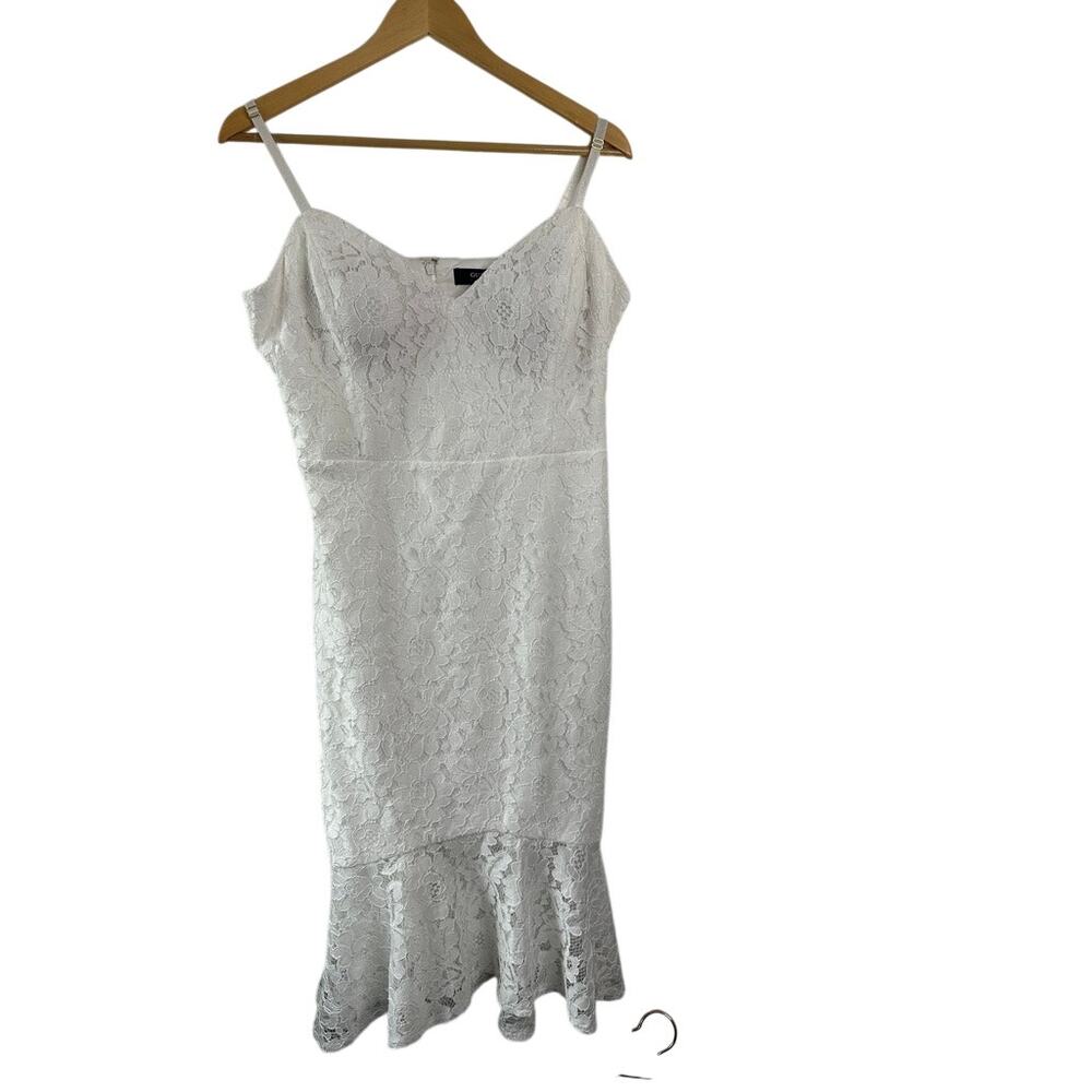 GUESS White Floral Lace Midi Dress Women’s Size 12 NWT $129 Bridal Wedding